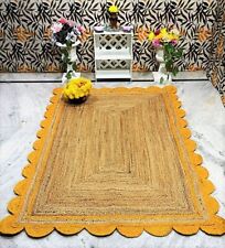 Alfombra de yute con borde vieira estilo trenzado natural alfombra moderna decoración del hogar alfombra de área segunda mano  Embacar hacia Argentina
