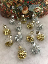 13 JOHN LEWIS MINI CLEAR GLITTER GOLD SILVER BAUBLE CHRISTMAS TREE DECORATIONS, used for sale  COVENTRY