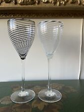 Vintage Steven Maslach Latticino Studio Art Glass Wine Goblets Set Of 2 for sale  Shipping to South Africa