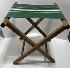 Vintage Wood & Canvas Folding Camping/Fishing Portable Stool/Chair - Striped for sale  Shipping to South Africa