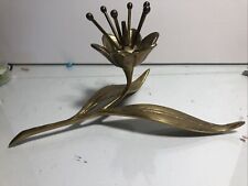 Vintage Mid Century 50s 60s Brass Flower Lotus Lily Ashtray Sculpture for sale  Shipping to South Africa