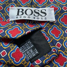 Gravata Hugo Boss masculina de seda feita à mão na Itália vermelha azul gravata geométrica italiana comprar usado  Enviando para Brazil