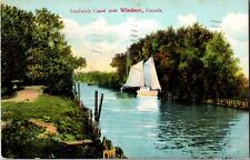 Postal de veleros Sandwich Canal cerca de Windsor Ontario ON publicado 1907 segunda mano  Embacar hacia Mexico