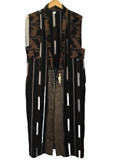 VERANDA WEAR Art Maxi Vest Handwoven Duster Cotton Guatemala M L Brown Black for sale  Shipping to South Africa