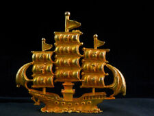 Belo bronze chinês com dourado feito à mão *veleiro* 一帆风顺 estátua EE115 comprar usado  Enviando para Brazil