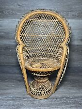Vintage Boho Retro Wicker Rattan Peacock Chair 60s 16” - Pot Stand - Bear for sale  Shipping to South Africa