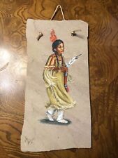 Native American Indian Painting On Stone Slab Signed Slate Flagstone Aztec Decor for sale  Shipping to South Africa