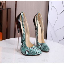 Womens 16Cm Metal High Heels Stiletto Pumps Pointed Toe Snakeskin Shoes Clubwear for sale  Shipping to South Africa