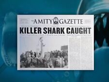 Jornal JAWS 1975 Amity Gazette - "Tubarão Assassino Apanhado" - Grande Tubarão Branco!, usado comprar usado  Enviando para Brazil