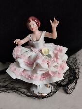 Estatueta de dançarina vintage Dresden W.Germany rosa tutu porcelana renda comprar usado  Enviando para Brazil