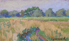 Summer Field Landscape Oil Painting by Ukrainian Artist Original Signed Art for sale  Shipping to South Africa
