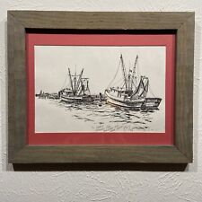 Dibujo de barco de camarones de Carolina del Norte boceto dibujo Swansboro, Carolina del Norte Mari-e Gary dean segunda mano  Embacar hacia Argentina