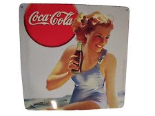Suporte Antigo Publicidade Coca Cola Chapa Metálica Lithographiée-années 1990 comprar usado  Enviando para Brazil