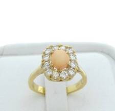 Used, PEACH PINK CONCH PEARL DIAMOND HALO RING 18K for sale  Shipping to Canada