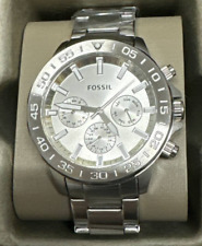 Used, FOSSIL Bannon Mens Multifunction Watch Silver Dial Day Date Stainless Steel Band for sale  Shipping to South Africa