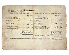 Used, Your State Town And County Tax Bill For 1801 Will Stramm Nathaniel Batchelder for sale  Shipping to South Africa