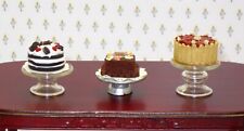 3 peças 3 LOTE de bolos/sobremesas em suportes para bolo - Miniatura de casa de bonecas artesanal, usado comprar usado  Enviando para Brazil