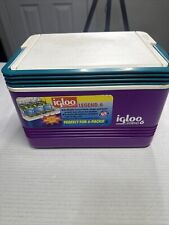 Vintage 1995 Igloo Legend Pacote com 6 Refrigerador Roxo Branco Flip Top Cabo de Contraste comprar usado  Enviando para Brazil