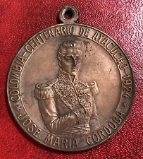 Colombia, 1924 Medalla Conmemorativa Centenario de la Batalla de Ayacucho. J M Córdoba. segunda mano  Embacar hacia Mexico