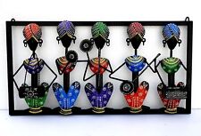 Indian 5 Musician Iron Wall Hanging Frame Wall Decor Art Hand Painted Emboss, used for sale  Shipping to South Africa