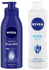 Leche corporal loción nutritiva NIVEA, 400 ML + talco puro, polvo de cuidado suave, 400 gm segunda mano  Embacar hacia Argentina