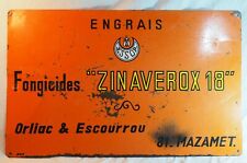 ANCIENNE - plaque zinc pub engrais ESSOR fongicides ZINAVEROX 18 d'occasion  Rouen-
