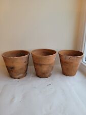 3 Vintage Clay Terracotta Plant Pots, used for sale  HARROGATE