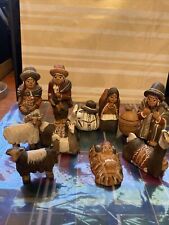 Artisan Terra Cotta Clay Pottery~Peruvian Folk Art~Nativity Scene Set Of 9 for sale  Shipping to South Africa