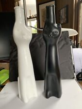 2 botellas de vino vacías Rheinhessen Riesling en forma de gato color blanco y negro segunda mano  Embacar hacia Argentina
