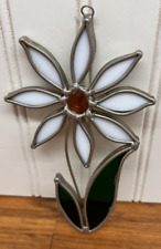 Vitral vintage apanhador de sol janela chumbo metal margarida flor 5" comprar usado  Enviando para Brazil