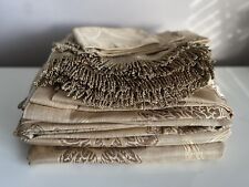 Stunning Prime Linens Large Gold Brocade Curtains, Tasseled Pelmet And Tie-backs, used for sale  Shipping to South Africa