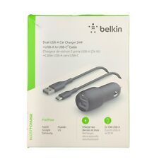 Belkin - Cargador de coche doble USB-A 24W + cable USB-A a USB-C - negro en caja segunda mano  Embacar hacia Argentina