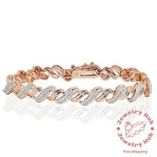 8.47 Ct Round Cut Simulated Diamond Women's Tennis Bracelet 14k Rose Gold Plated for sale  Shipping to South Africa