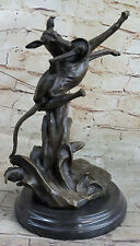 Escultura de bronce volador de caza de cachorro perro de Milo base de mármol artesanal segunda mano  Embacar hacia Argentina