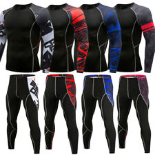 Mens Compression Base Layer Long Shirt Top Pants Training Workout Gym Sets for sale  Shipping to South Africa