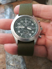 Raro Seiko 7t62-0AH0 mostrador verde alarme militar relógio masculino bom! comprar usado  Enviando para Brazil