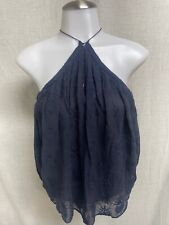 Blusa REBECCA TAYLOR azul marinho bordada ombro frio camisa de seda tamanho 0 comprar usado  Enviando para Brazil