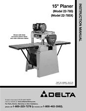 Delta 22-785 22-785X 15" Planer Instruction Manual for sale  New York