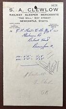 Used, 1951 S. A. Clewlow, Railway Sleeper Merchants, May Street, Newcastle Invoice for sale  Shipping to South Africa