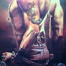 Dragon Tattoo Poster Boris Vallejo Art Muscle Man in Chains 1981 Aquarius 36x24, used for sale  Canada