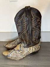 Justin Python Snakeskin Boots  Size 10D Western Cowboy Boots Black Brown for sale  Shipping to South Africa