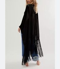 Kimono con flecos Free People terciopelo Dreams negro talla única $98 segunda mano  Embacar hacia Argentina