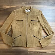 Pelle Studio Women’s Suede Leather Full Zip Jacket Latte Brown Large for sale  Shipping to South Africa