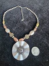 Nena Necklace Mixed Metal Beaded With Medallion 16-19" Around Signed for sale  Shipping to South Africa