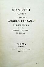 Sonetti al Signor Pezzana bibliotecario della libreria di Parma. Bodoni 1809 segunda mano  Embacar hacia Argentina