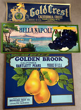 3 vintage crate fruit labels for sale  Roseville