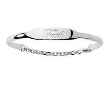 Brazalete de puño Lia Sophia ""Well Said"" Faith tono plateado con cadena, usado segunda mano  Embacar hacia Argentina