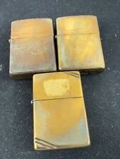 3 Used Solid Brass Zippo Lighters - 1932-1991 1932-1992 & 1993 1937 Replica for sale  Winston Salem