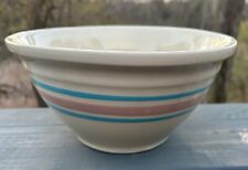 Vintage McCoy? Pottery #10 Large Oven Ware Mixing Bowl Pink Blue Stripe USA for sale  Shipping to South Africa