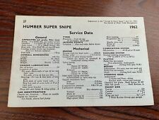 1962 humber super for sale  DARLINGTON